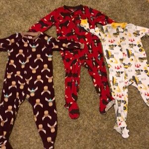 Lot of 3 boys Fleece footie pajamas- 24 months